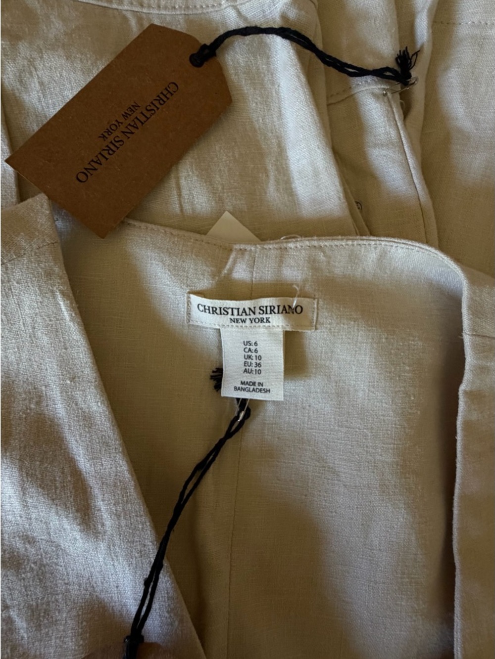 Christian Siriano Cream Linen Vest and Trousers Set - Picture 2 of 3
